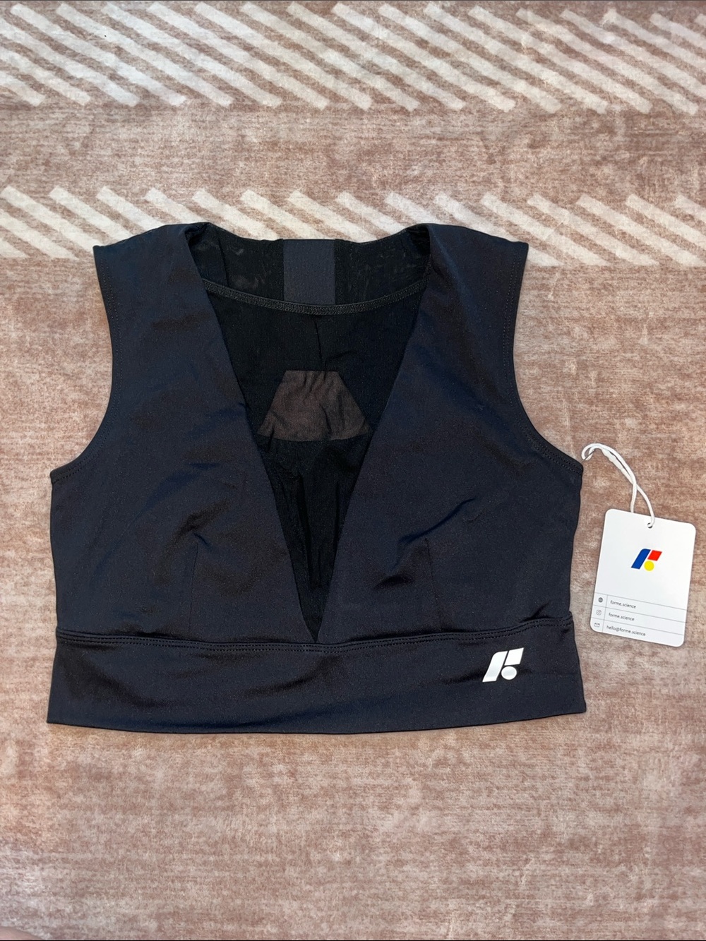 Forme Science Black V-Neck Performance Crop Top